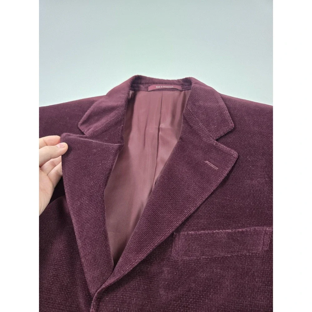 Ermenegildo Zegna Blazer Mens 40R Burgundy Corduroy Cashco Cashmere Blend - Picture 4 of 14